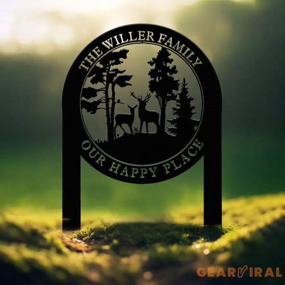 Personalized Custom Metal Deer Sign Stake Custom Metal Name Signs Metal Camping Sign Last Name Signs Cabin Sign Gift