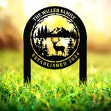 Personalized Custom Metal Deer Sign Stake Custom Metal Name Signs Metal Camping Sign Last Name Signs Cabin Sign Gift