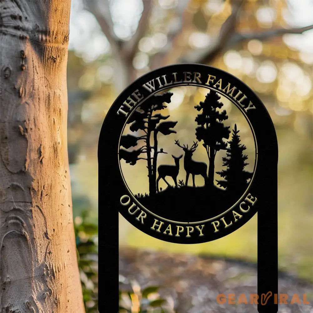 Personalized Custom Metal Deer Sign Stake Custom Metal Name Signs Metal Camping Sign Last Name Signs Cabin Sign Gift