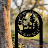 Personalized Custom Metal Deer Sign Stake Custom Metal Name Signs Metal Camping Sign Last Name Signs Cabin Sign Gift