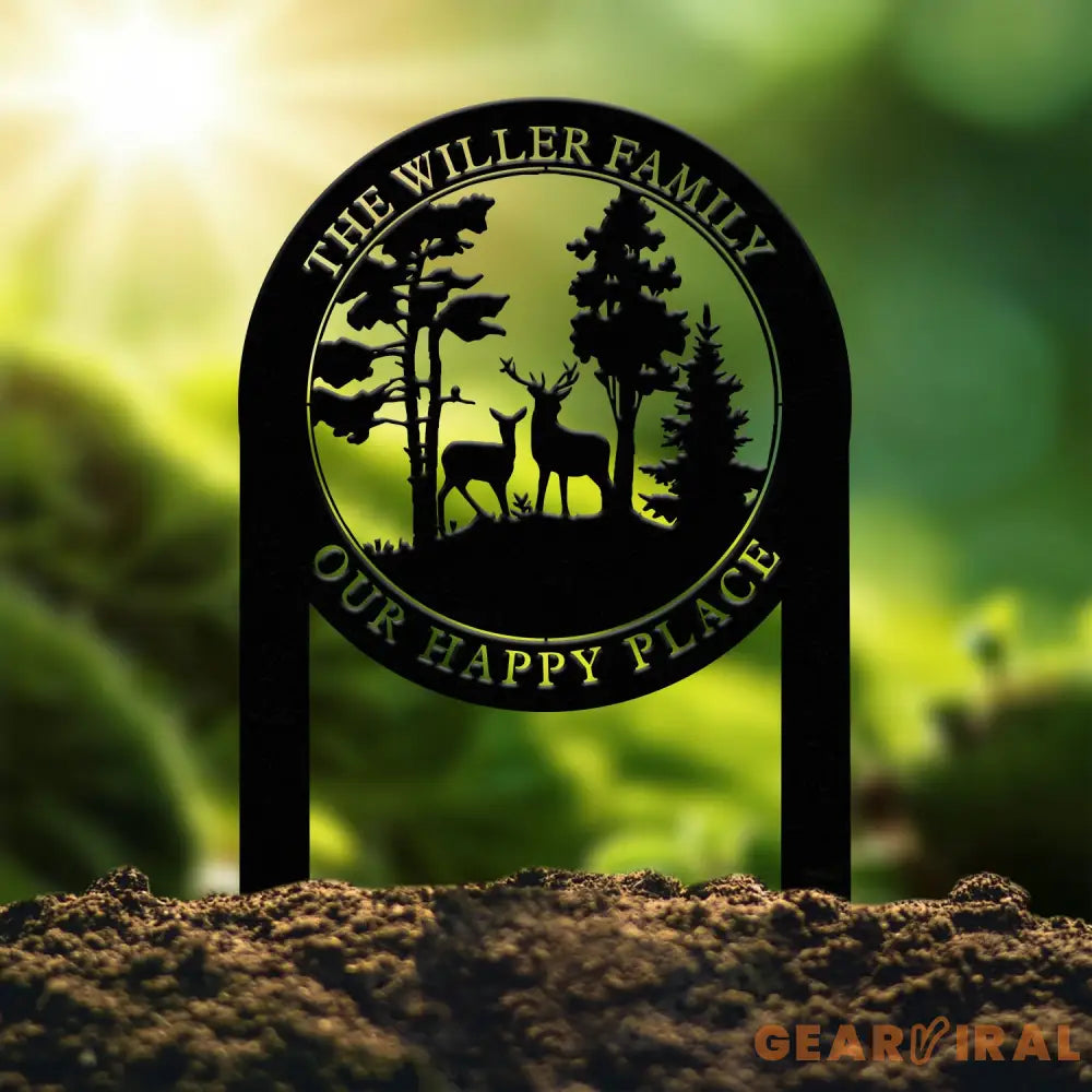 Personalized Custom Metal Deer Sign Stake Custom Metal Name Signs Metal Camping Sign Last Name Signs Cabin Sign Gift