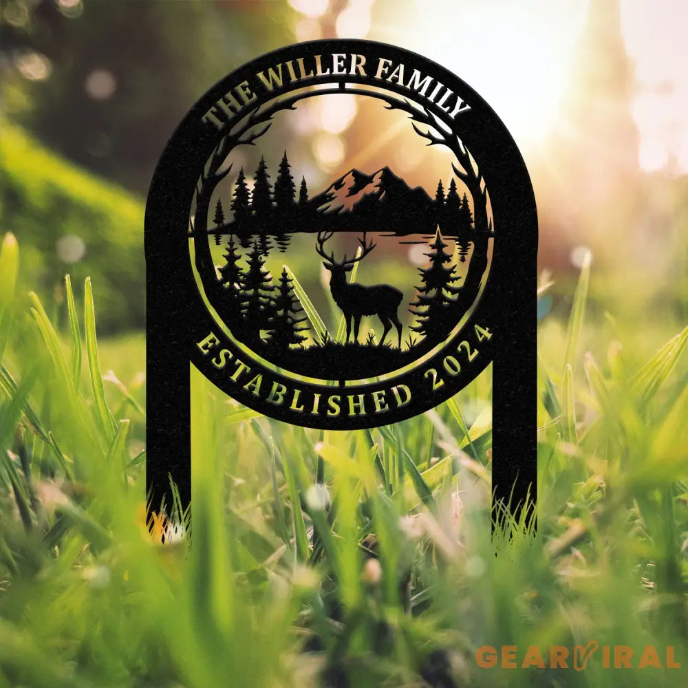 Personalized Custom Metal Deer Sign Stake Custom Metal Name Signs Metal Camping Sign Last Name Signs Cabin Sign Gift