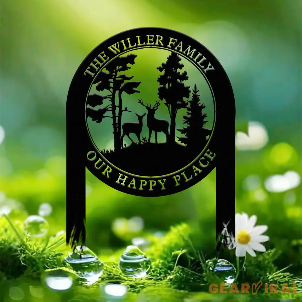Personalized Custom Metal Deer Sign Stake Custom Metal Name Signs Metal Camping Sign Last Name Signs Cabin Sign Gift