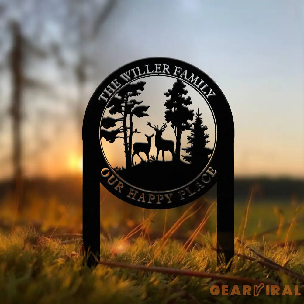 Personalized Custom Metal Deer Sign Stake Custom Metal Name Signs Metal Camping Sign Last Name Signs Cabin Sign Gift
