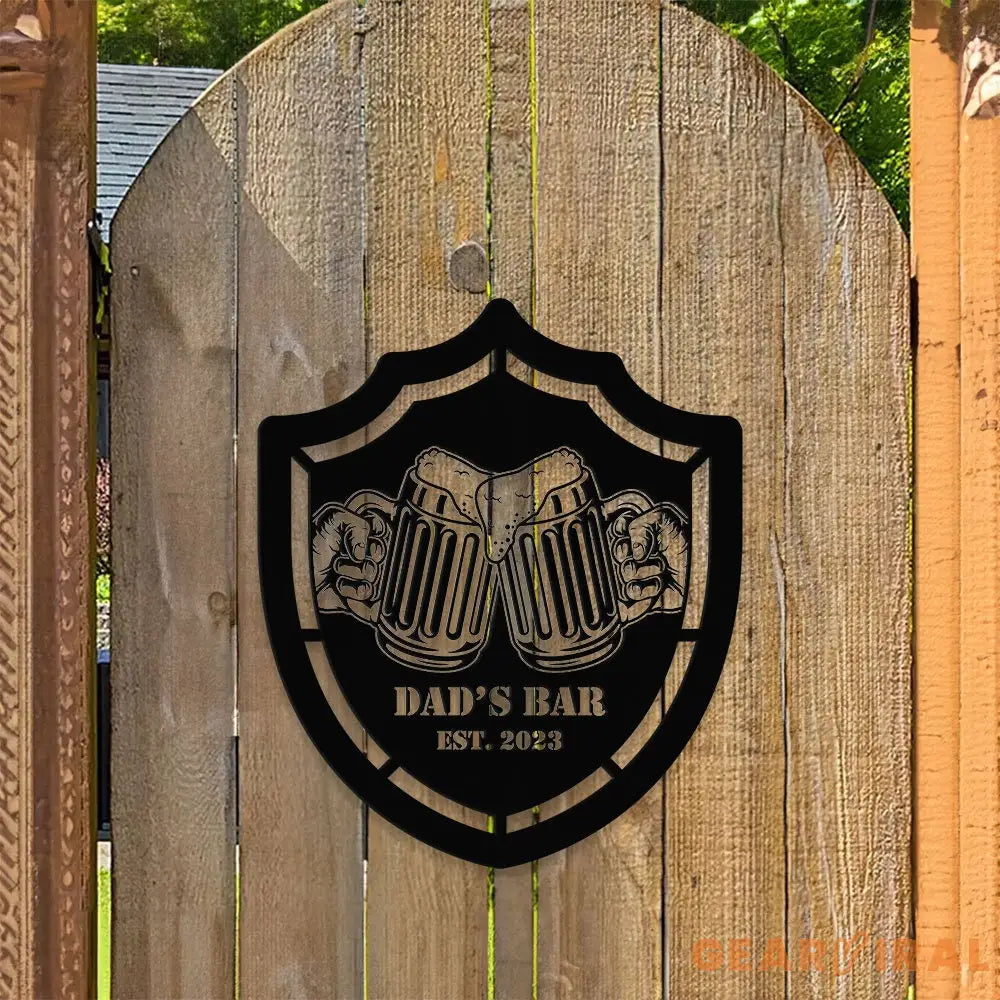 Personalized Dad’s Bar Family name Metal LED Sign - Last Name Initial Hanging - Personalize Dad’s Bar Metal Sign