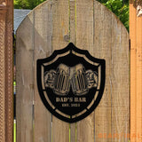 Personalized Dad’s Bar Family name Metal LED Sign - Last Name Initial Hanging - Personalize Dad’s Bar Metal Sign