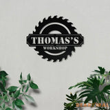 Personalized Dad’s Workshop metal Sign - Heart Metal Wall Art - Love Family Name Metal Sign - Gift for him
