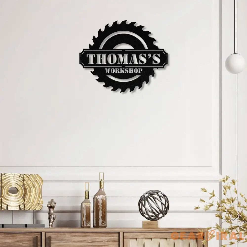 Personalized Dad’s Workshop metal Sign - Heart Metal Wall Art - Love Family Name Metal Sign - Gift for him