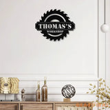 Personalized Dad’s Workshop metal Sign - Heart Metal Wall Art - Love Family Name Metal Sign - Gift for him