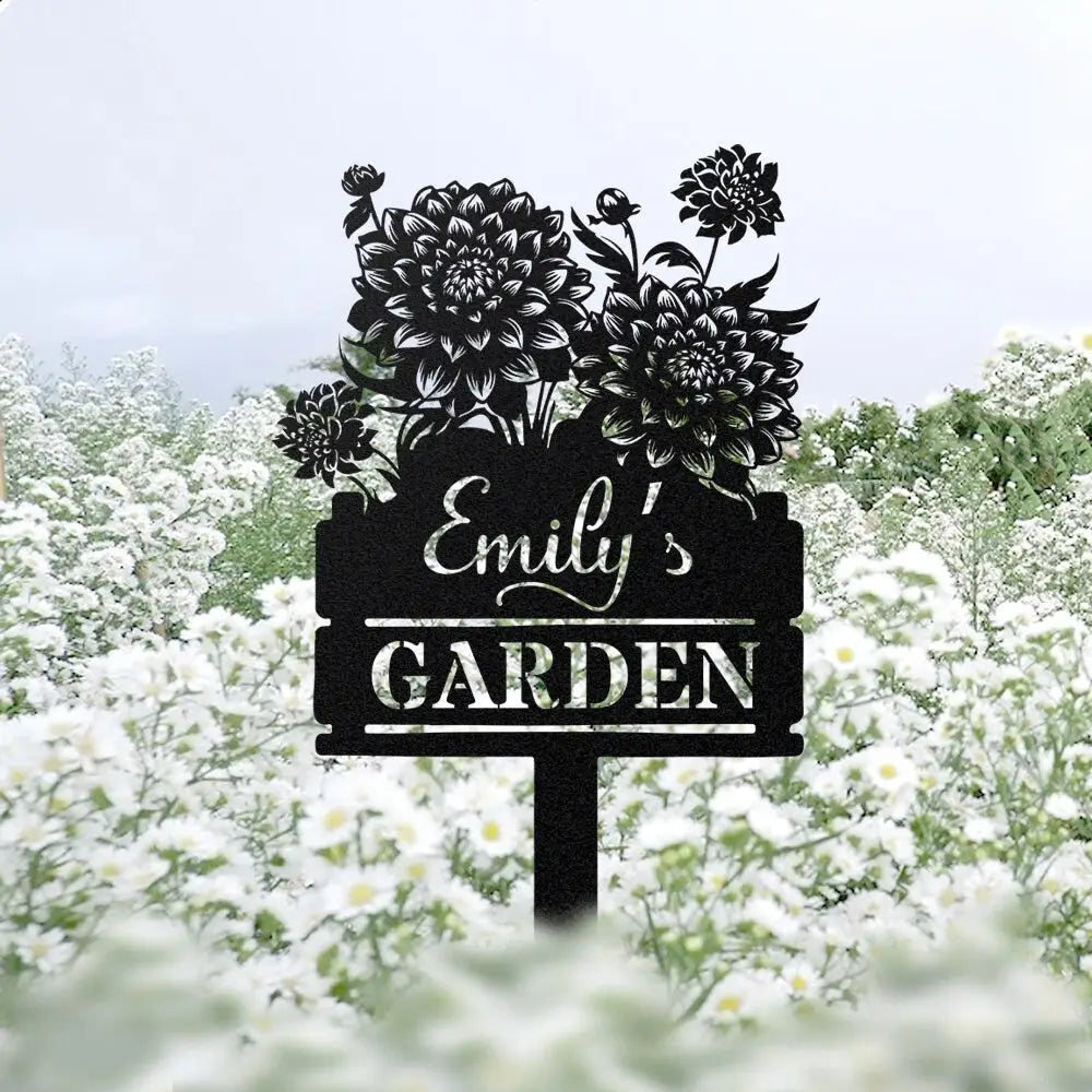 Personalized Dahlia Flower Sign With Stake - Dahlia Flower Gift - Dahlia Garden Decor - Custom Garden Name Sign