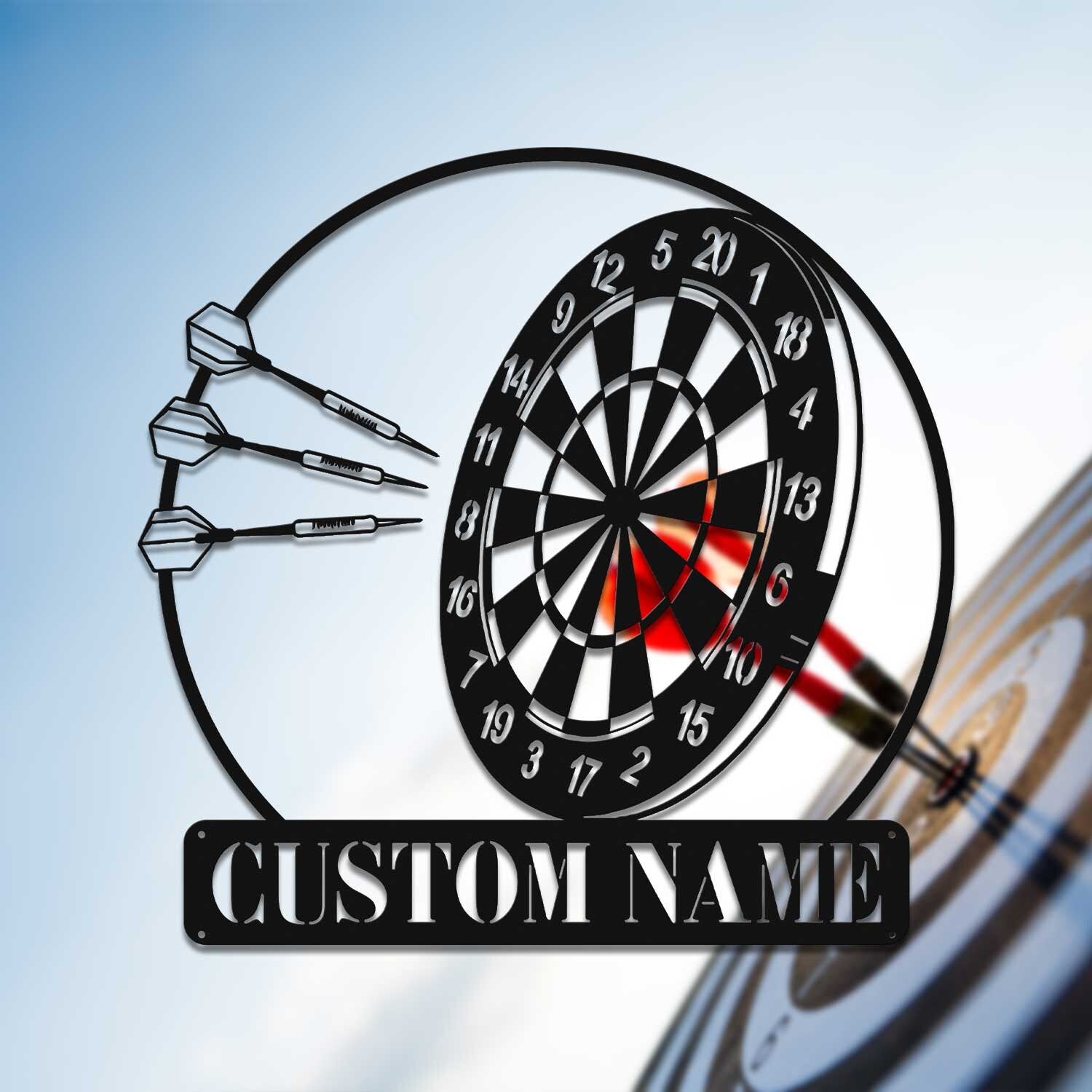 Personalized Dartboard Metal Sign Wall Art With Led Lights - Custom Dart Gamer Name Sign - Game Room Decor - Sport Wall Hanging | GearViral