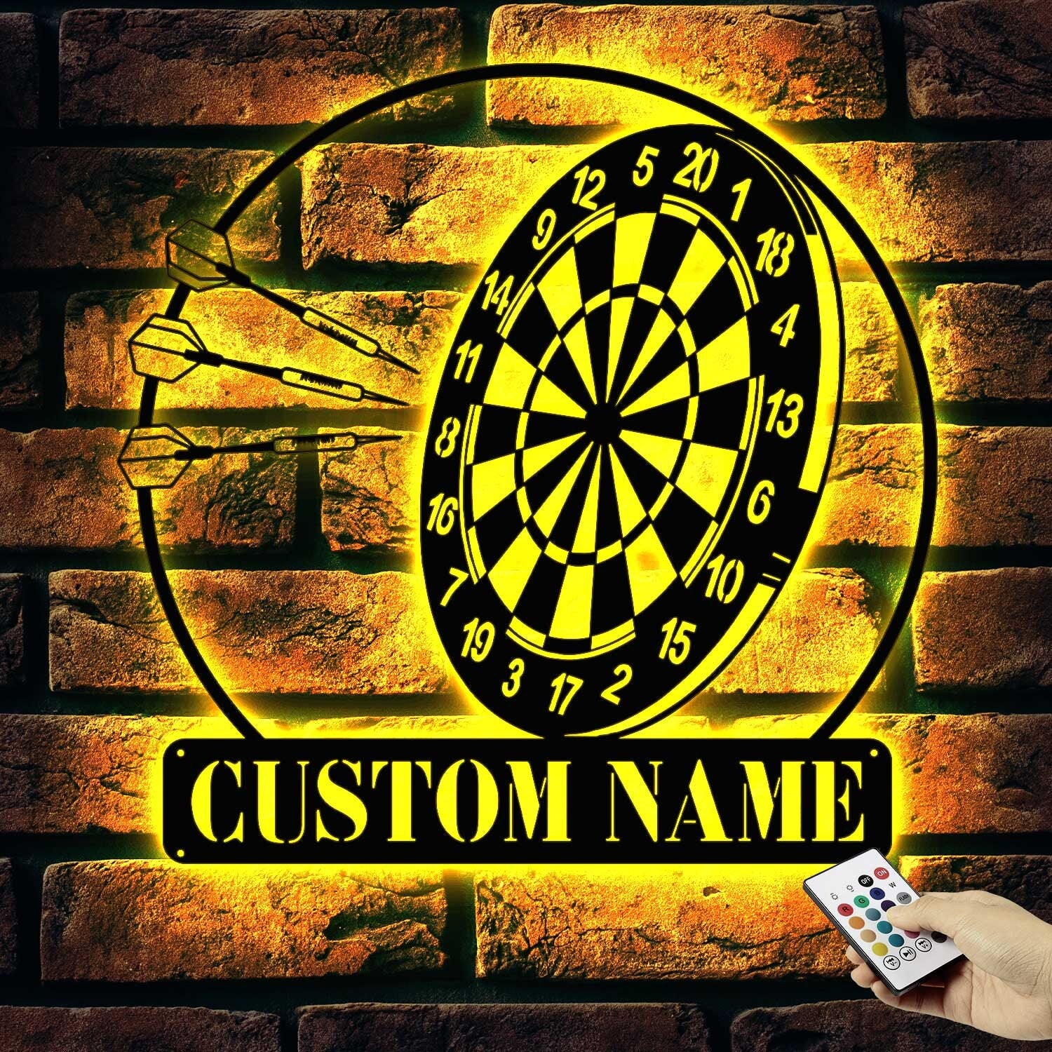 Personalized Dartboard Metal Sign Wall Art With Led Lights - Custom Dart Gamer Name Sign - Game Room Decor - Sport Wall Hanging | GearViral