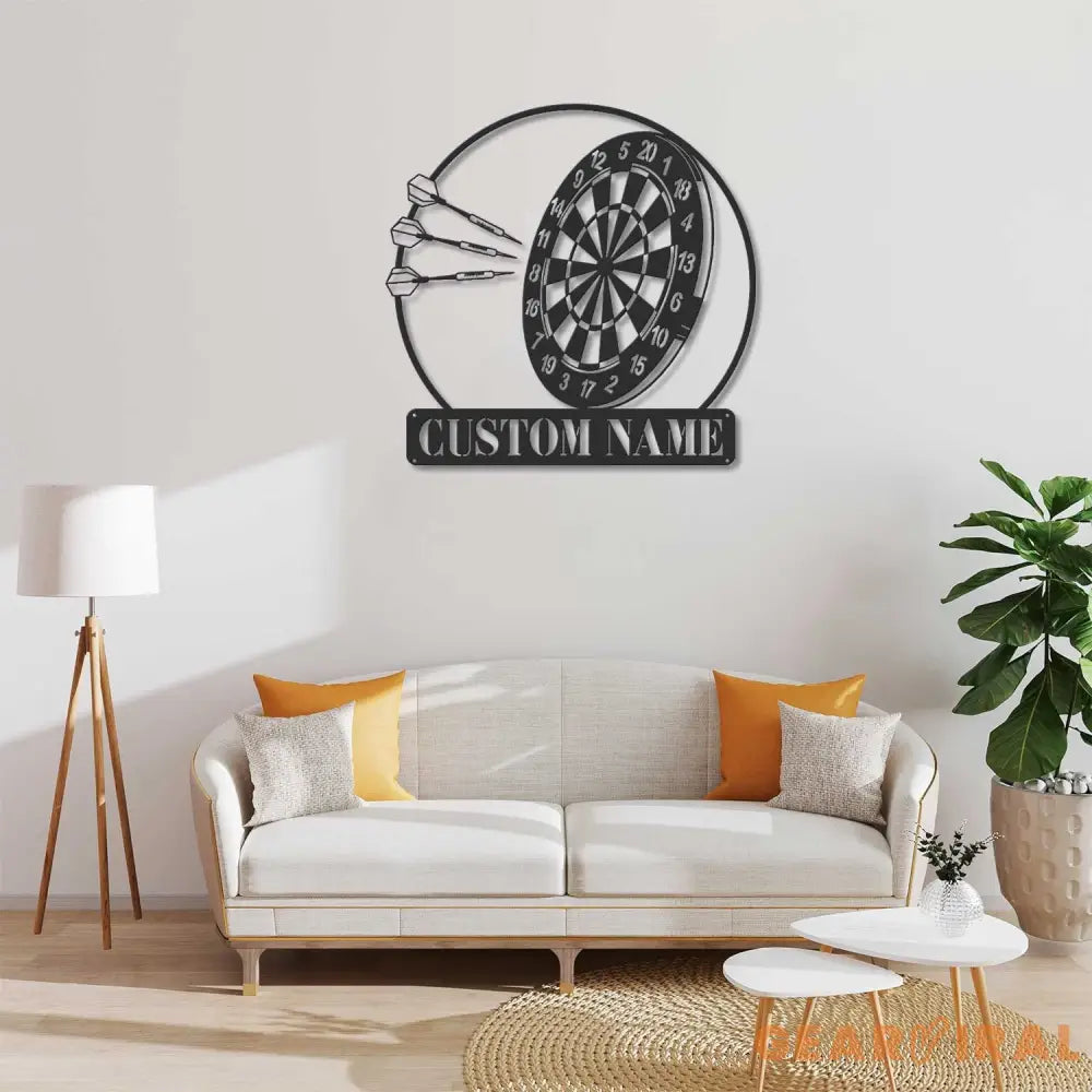 Personalized Dartboard Metal Sign Wall Art With Led Lights - Custom Dart Gamer Name Sign - Game Room Decor - Sport Wall