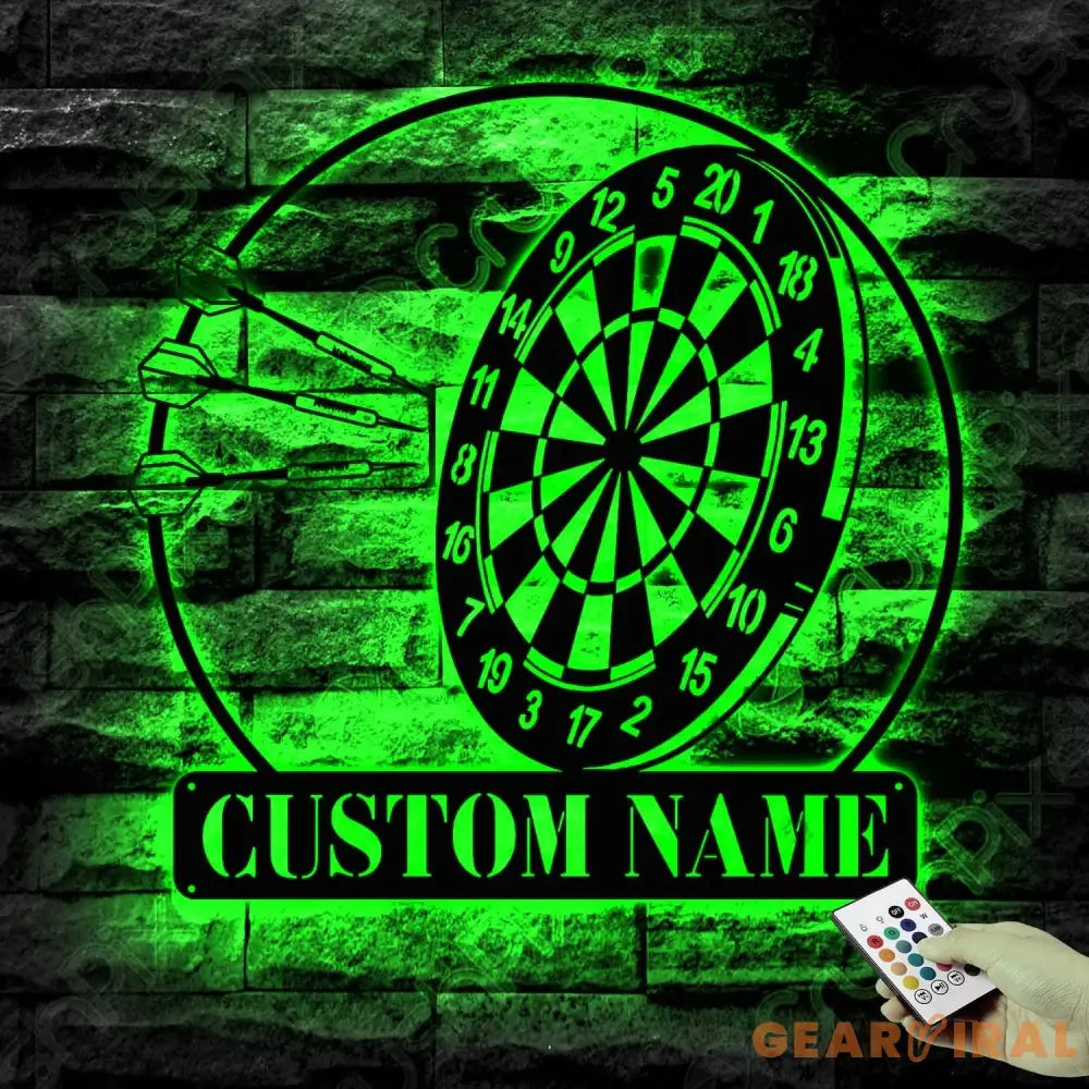 Personalized Dartboard Metal Sign Wall Art With Led Lights - Custom Dart Gamer Name Sign - Game Room Decor - Sport Wall