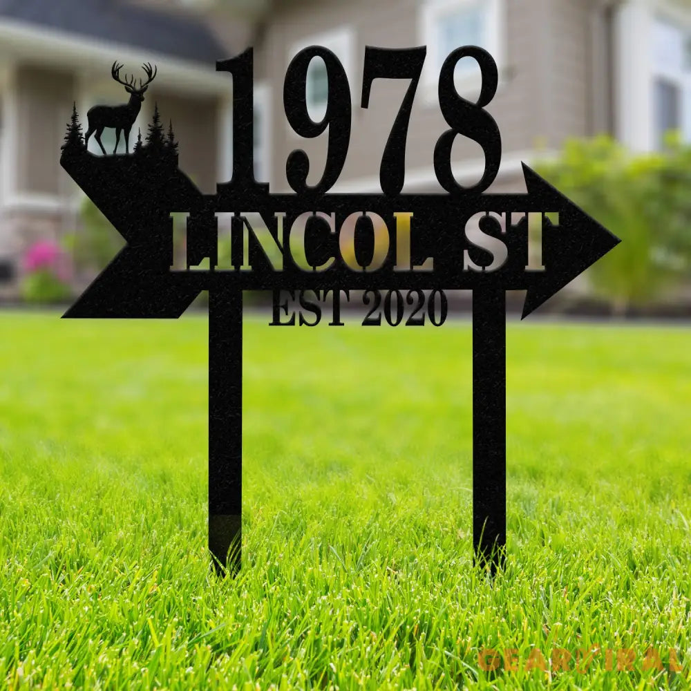 Personalized Deer Address Yard Stake Custom Deer Sign Custom House Numbers Metal Address Sign Address Numbers Outdoor