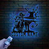 Personalized Deer Bow Hunting Name Metal Sign with Led Light Deer Hunter Gift Custom Last Name Sign Man Cave Decor