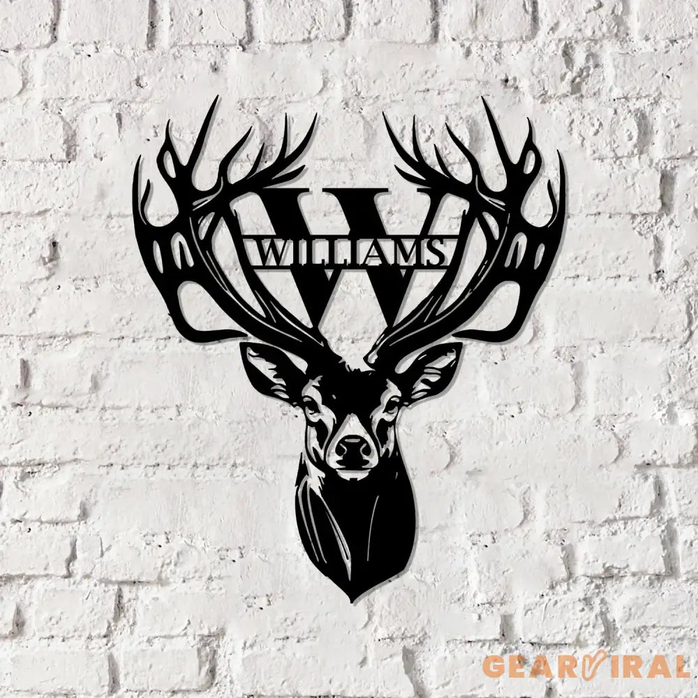 Personalized Deer Head Sign Deer Antler Decor Deer Hunter Gift Deer Monogram Camp Sign - Gearviral