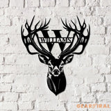 Personalized Deer Head Sign Deer Antler Decor Deer Hunter Gift Deer Monogram Camp Sign - Gearviral