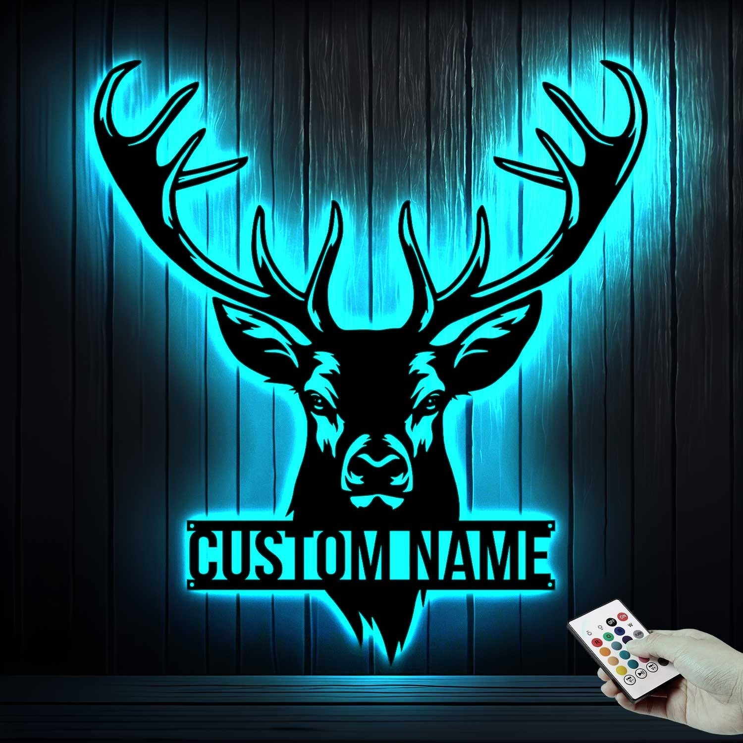Personalized Deer Hunting Monogram Metal Sign LED Lights - Custom Deer Hunting Metal Signs - Deer Wall Decor - Dad Deer Hunter Wall Hanging Gift | GearViral