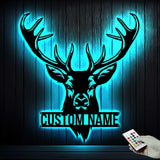 Personalized Deer Hunting Monogram Metal Sign LED Lights - Custom Deer Hunting Metal Signs - Deer Wall Decor - Dad Deer Hunter Wall Hanging Gift | GearViral