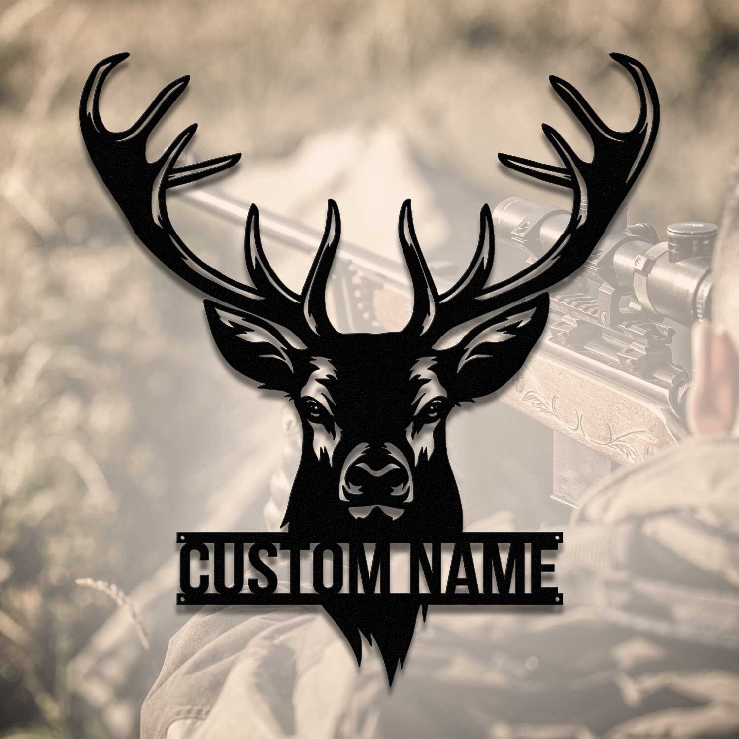 Personalized Deer Hunting Monogram Metal Sign LED Lights - Custom Deer Hunting Metal Signs - Deer Wall Decor - Dad Deer Hunter Wall Hanging Gift | GearViral