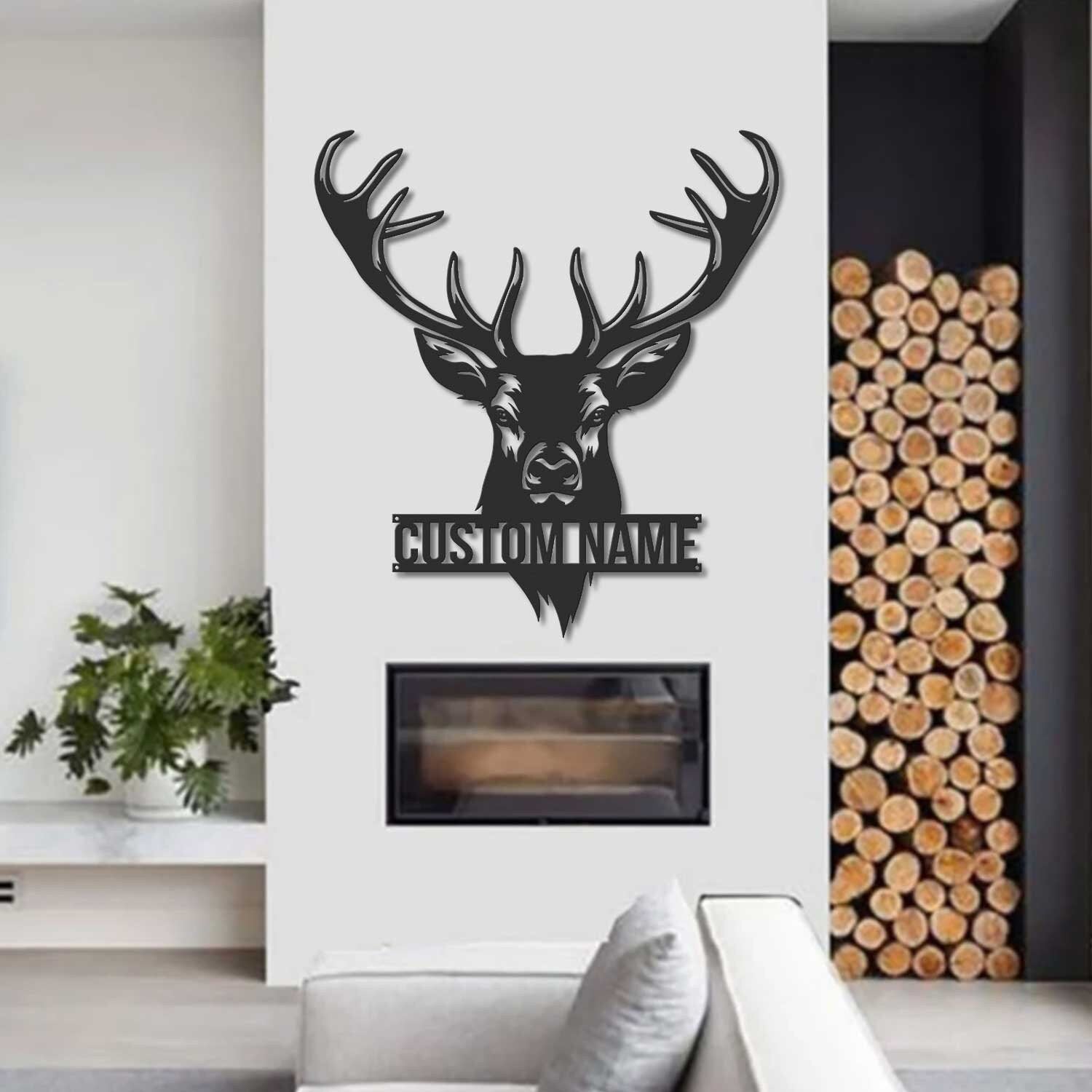 Personalized Deer Hunting Monogram Metal Sign LED Lights - Custom Deer Hunting Metal Signs - Deer Wall Decor - Dad Deer Hunter Wall Hanging Gift | GearViral