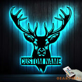 Personalized Deer Hunting Monogram Metal Sign LED Lights - Custom Deer Hunting Metal Signs - Deer Wall Decor - Dad Deer