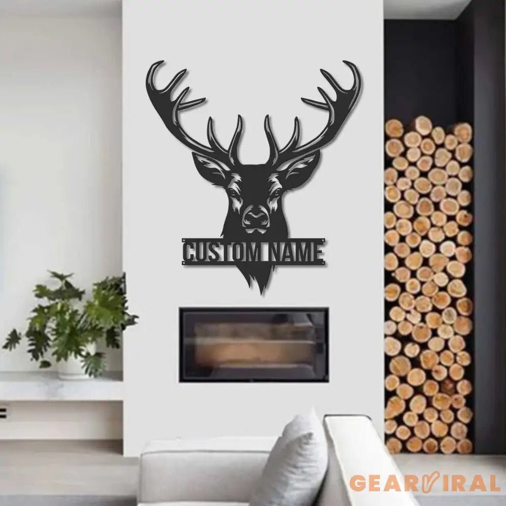 Personalized Deer Hunting Monogram Metal Sign LED Lights - Custom Deer Hunting Metal Signs - Deer Wall Decor - Dad Deer