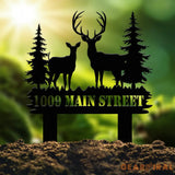 Personalized Deer Metal Address Sign - Custom House Number Plaque for Outdoor Decoration - Rustic Metal Sign for Yard