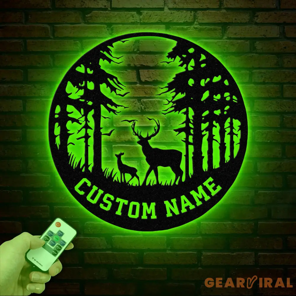 Personalized Deer Metal Cabin Sign with Led Lights Custom Deer Forest Metal Sign Last Name Sign Deer Sign Cabin Sign