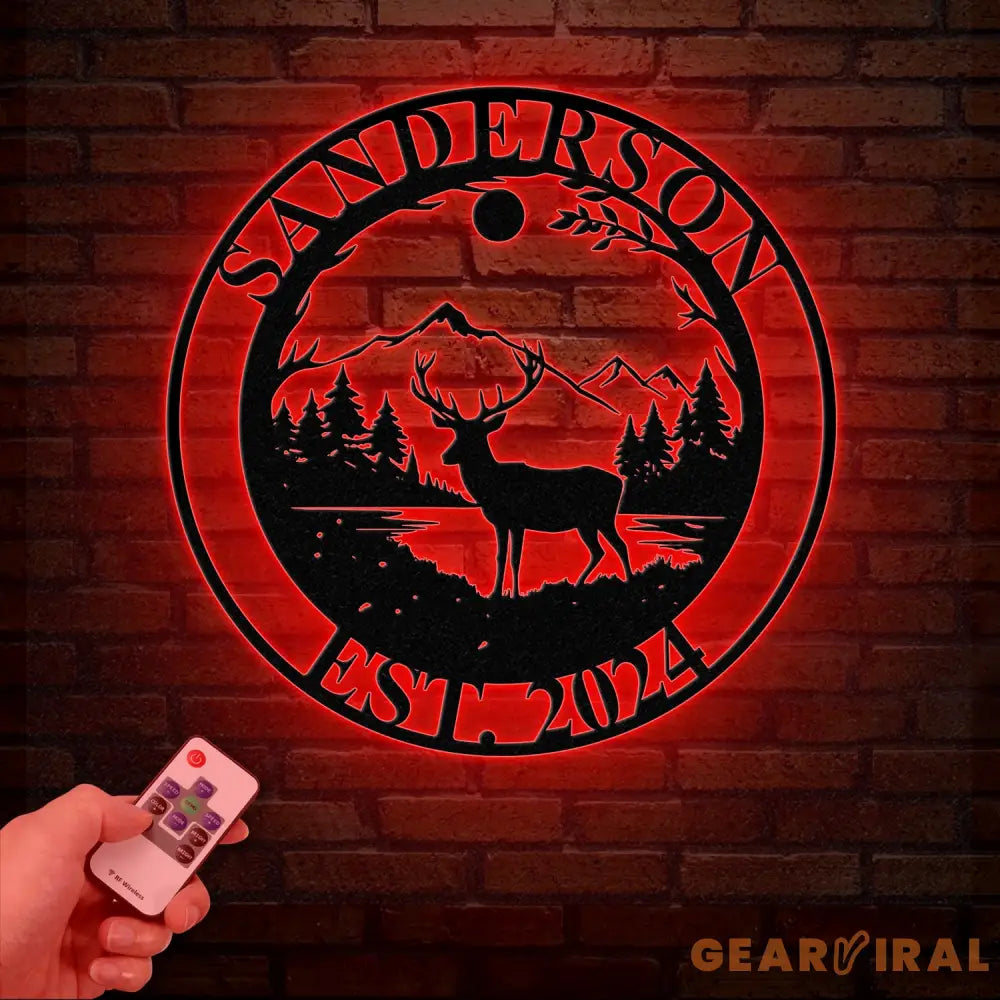 Personalized Deer Metal Cabin Sign with Led Lights Custom Deer Forest Metal Sign Last Name Sign Deer Sign Cabin Sign