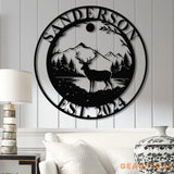 Personalized Deer Metal Cabin Sign with Led Lights Custom Deer Forest Metal Sign Last Name Sign Deer Sign Cabin Sign