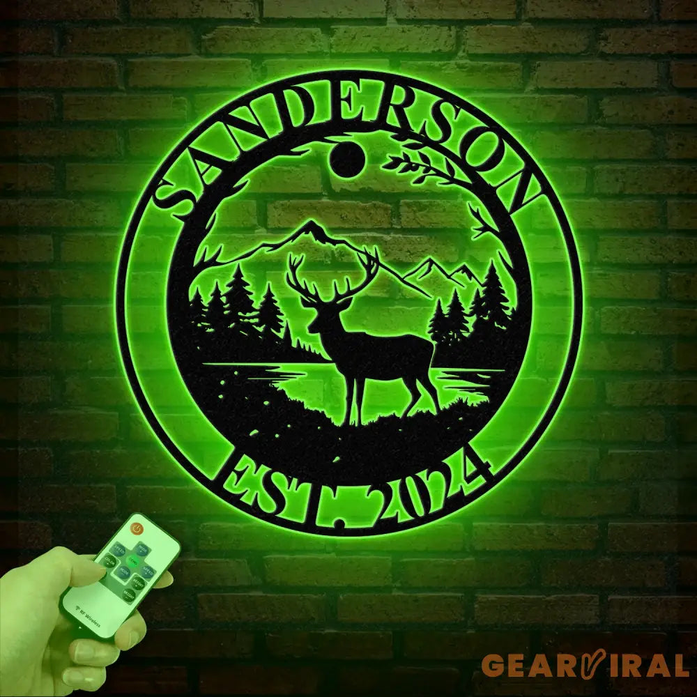 Personalized Deer Metal Cabin Sign with Led Lights Custom Deer Forest Metal Sign Last Name Sign Deer Sign Cabin Sign