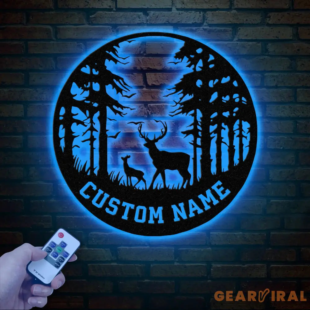 Personalized Deer Metal Cabin Sign with Led Lights Custom Deer Forest Metal Sign Last Name Sign Deer Sign Cabin Sign