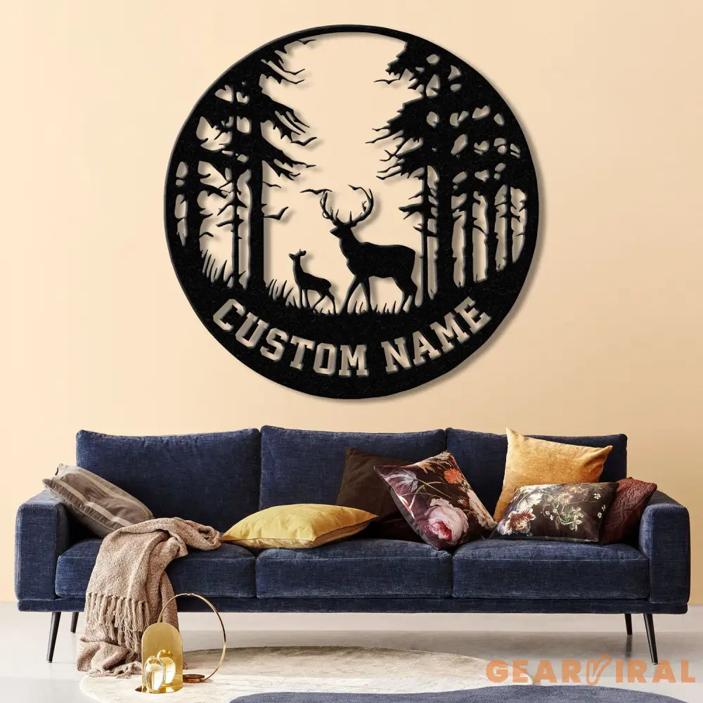 Personalized Deer Metal Cabin Sign with Led Lights Custom Deer Forest Metal Sign Last Name Sign Deer Sign Cabin Sign