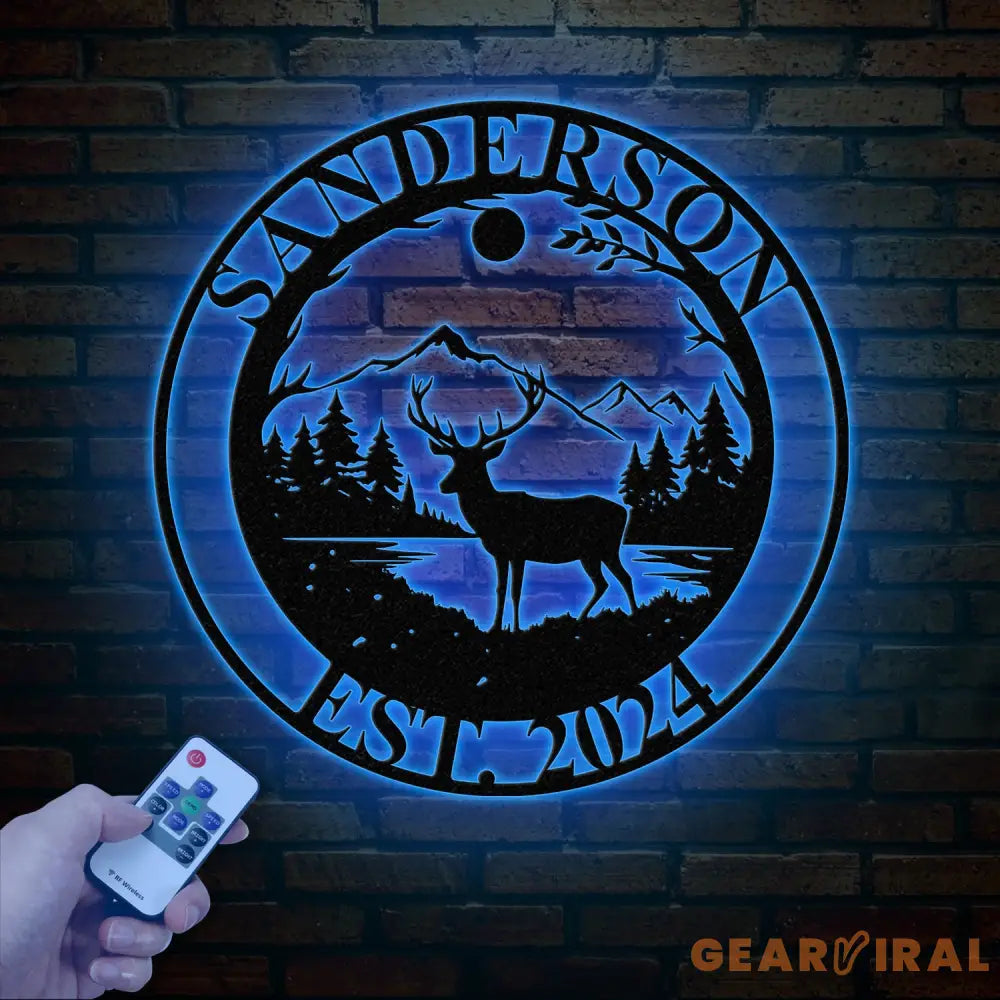 Personalized Deer Metal Cabin Sign with Led Lights Custom Deer Forest Metal Sign Last Name Sign Deer Sign Cabin Sign
