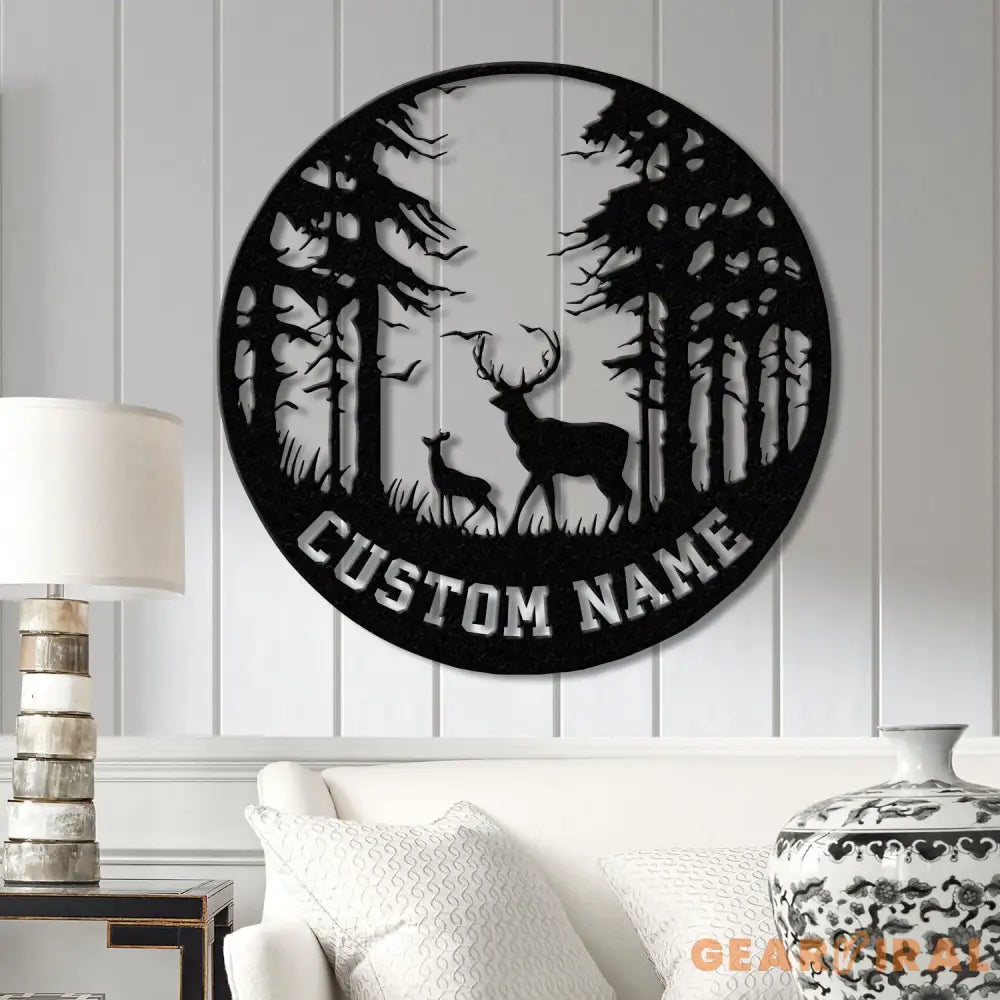 Personalized Deer Metal Cabin Sign with Led Lights Custom Deer Forest Metal Sign Last Name Sign Deer Sign Cabin Sign