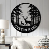 Personalized Deer Metal Cabin Sign with Led Lights Custom Deer Forest Metal Sign Last Name Sign Deer Sign Cabin Sign