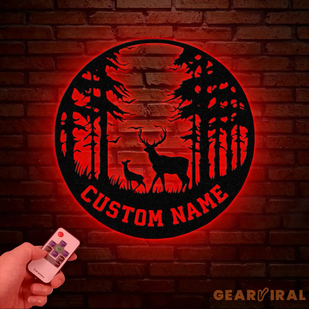 Personalized Deer Metal Cabin Sign with Led Lights Custom Deer Forest Metal Sign Last Name Sign Deer Sign Cabin Sign