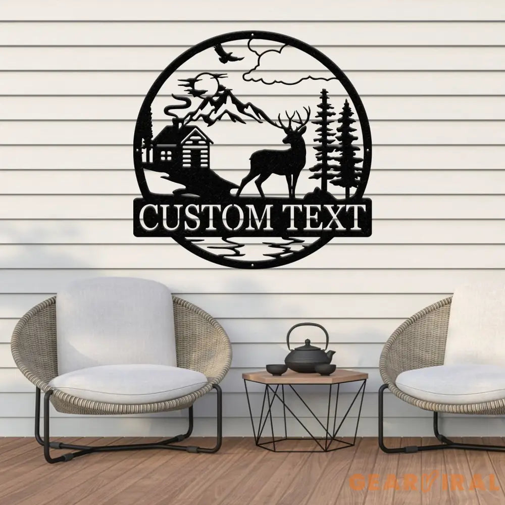 Personalized Deer Metal Sign Cabin Sign Last Name Sign Family Name Sign Gift For Deer Hunter Cabin Decor Outdoor Sign