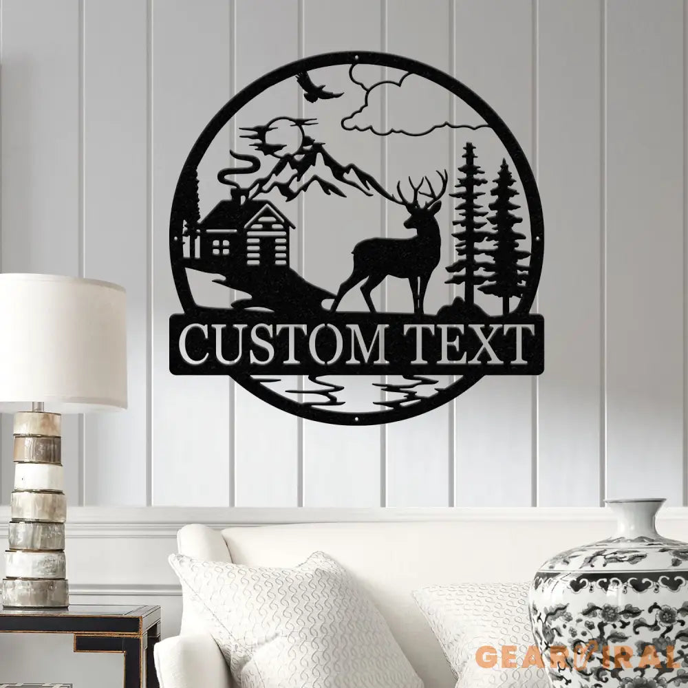 Personalized Deer Metal Sign Cabin Sign Last Name Sign Family Name Sign Gift For Deer Hunter Cabin Decor Outdoor Sign