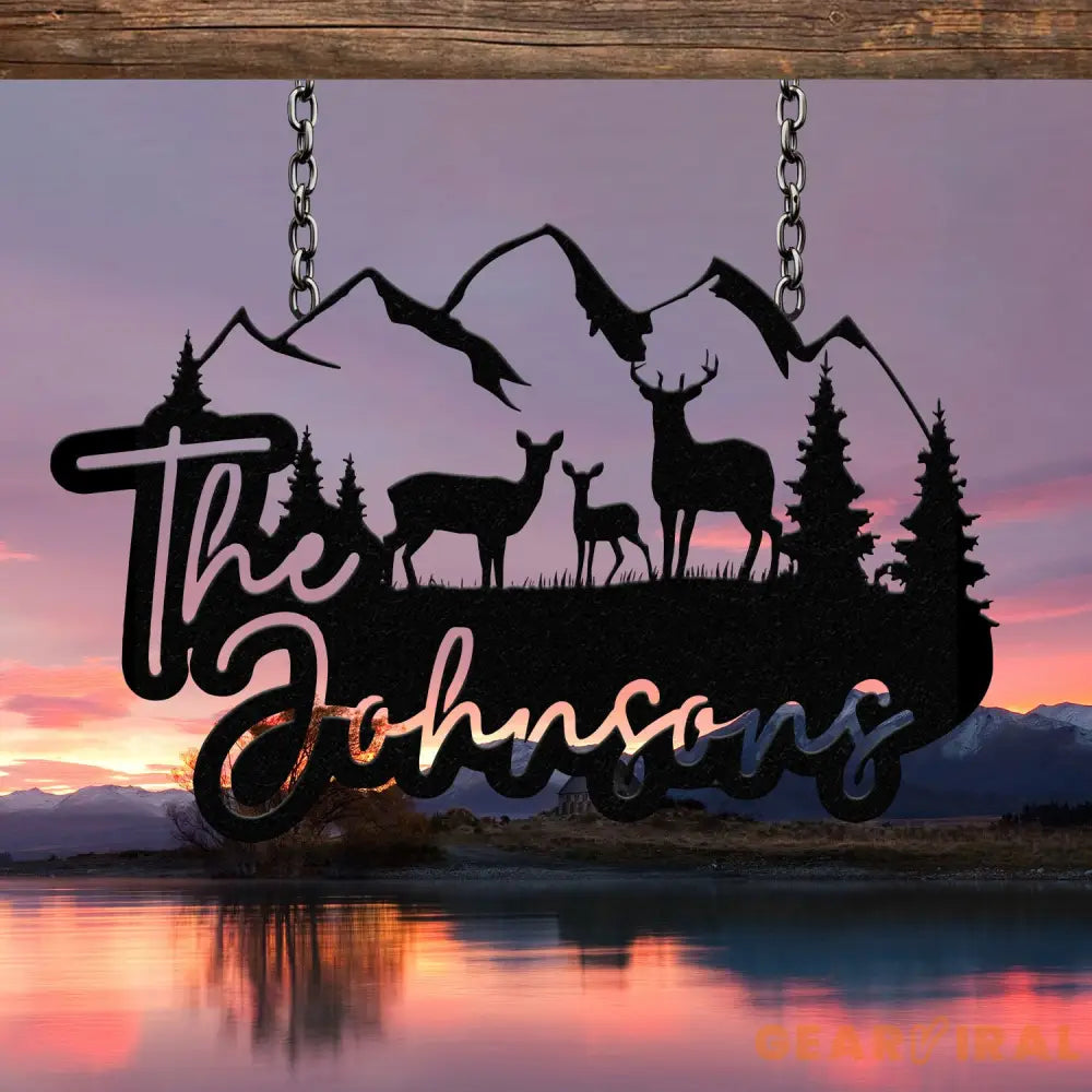 Personalized Deer Metal Sign Cabin Sign Last Name Sign Family Name Sign Gift For Deer Hunter Cabin Decor Outdoor Sign