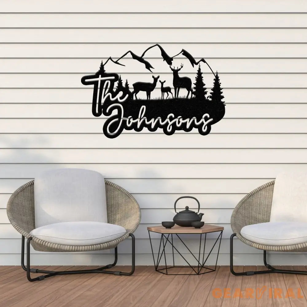 Personalized Deer Metal Sign Cabin Sign Last Name Sign Family Name Sign Gift For Deer Hunter Cabin Decor Outdoor Sign