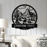 Personalized Desert Cactus with Roadrunner Metal Sign Custom Western Landscape Wall Art Ranch Decor Cactus Mountain