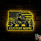 Personalized Dirt Bike Name Sign - Custom Quad Biker Metal Wall Art LED Light - All Terrain Vehicle ATV 4 Wheels Home Decor - Rider Decoration | GearViral