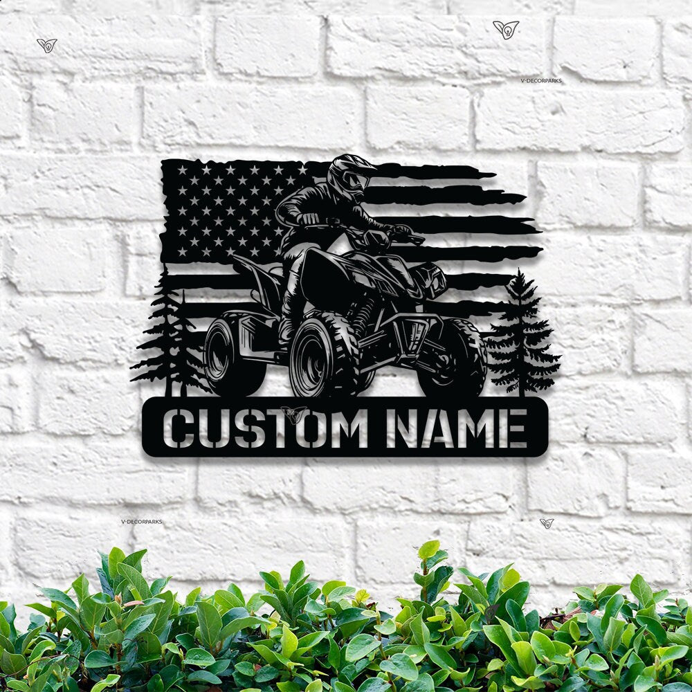 Personalized Dirt Bike Name Sign - Custom Quad Biker Metal Wall Art LED Light - All Terrain Vehicle ATV 4 Wheels Home Decor - Rider Decoration | GearViral