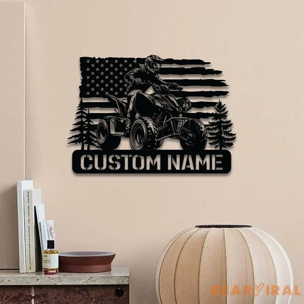 Personalized Dirt Bike Name Sign - Custom Quad Biker Metal Wall Art LED Light - All Terrain Vehicle ATV 4 Wheels Home