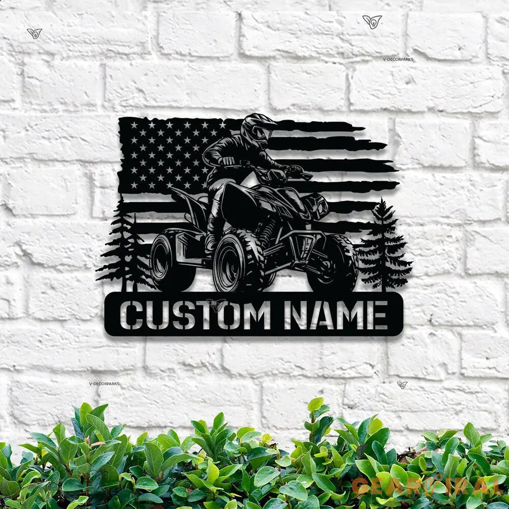 Personalized Dirt Bike Name Sign - Custom Quad Biker Metal Wall Art LED Light - All Terrain Vehicle ATV 4 Wheels Home
