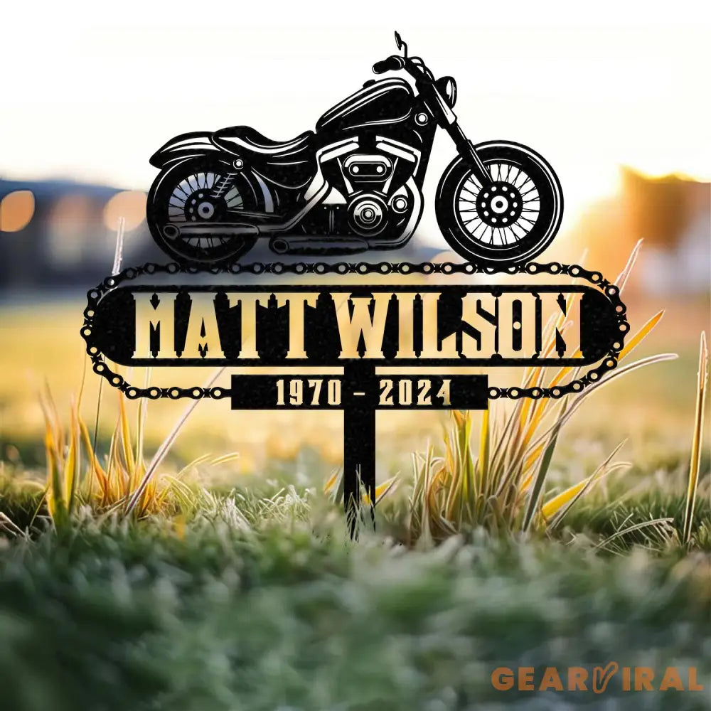 Personalized Dirtbike Motocross Biker Memorial Stake Personalized Biker Name Sign Metal Stake Sympathy Sign Grave