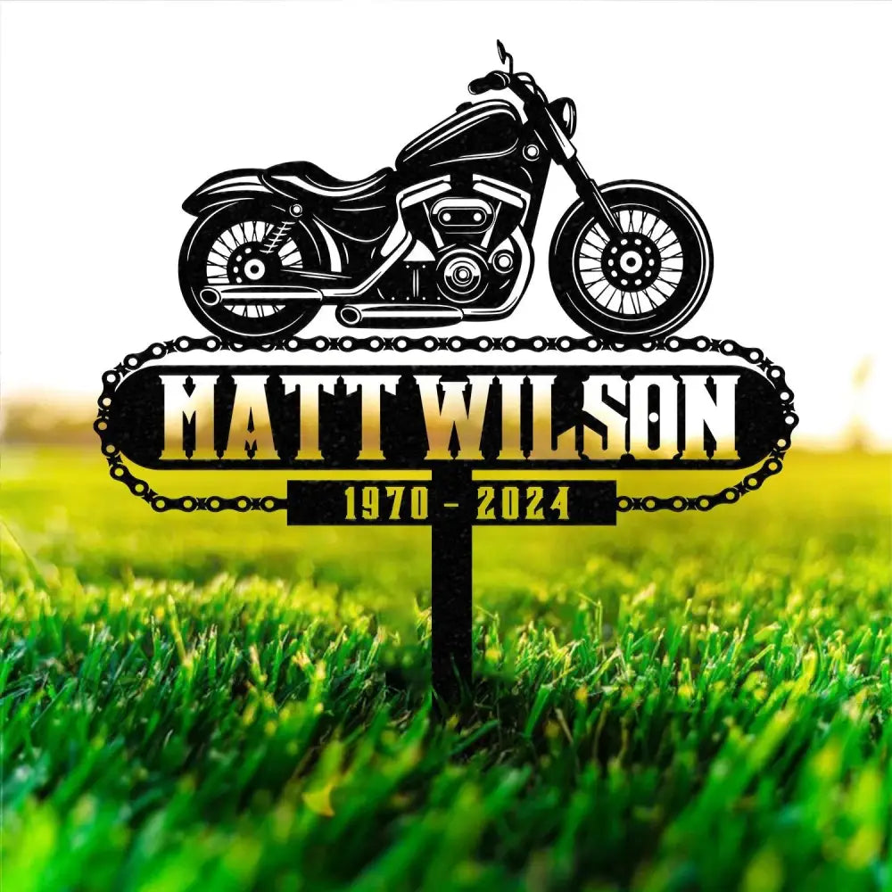 Personalized Dirtbike Motocross Biker Memorial Stake Personalized Biker Name Sign Metal Stake Sympathy Sign Grave